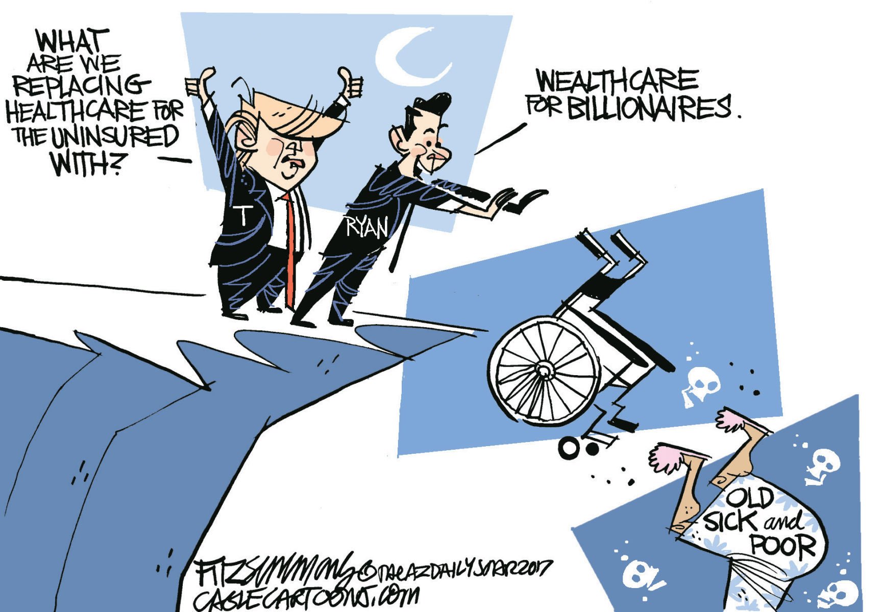 Daily Fitz Cartoon: Old, sick and Poor